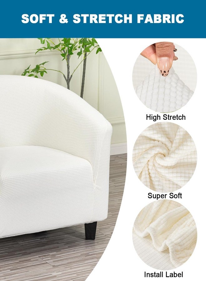 NILUOH Club Chair Slipcover Jacquard Tub Chair Cover Stretch Armchair Covers Sofa Cover Furniture Protector for Living Room (Jacquard Off-White) - Image 2